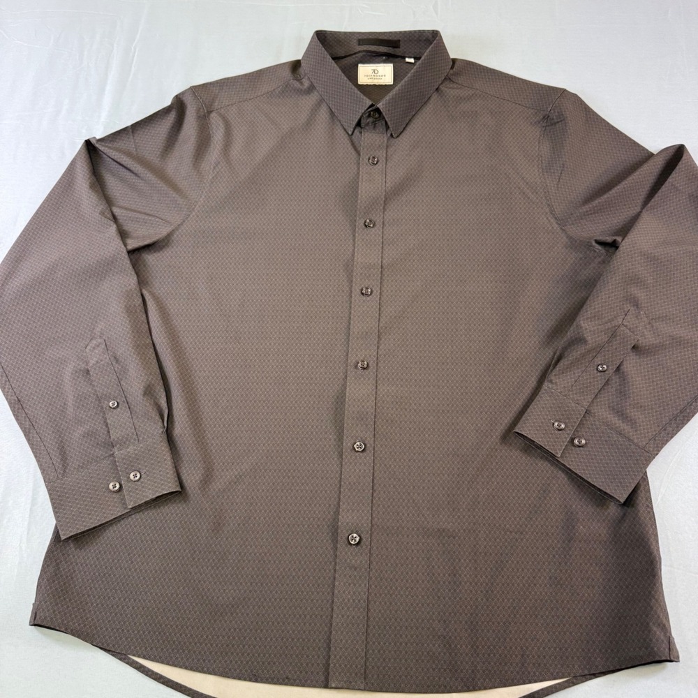 7 Diamonds Prime 4-Way Stretch Woven Shirt Mens XXL Brown Micro Print SMKL-7495